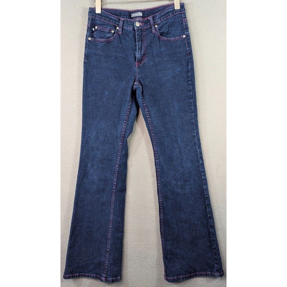 Gasoline Women's Bootcut Jeans‎ Blue Denim Flared Mid Rise Stretchy Y2K Size 7